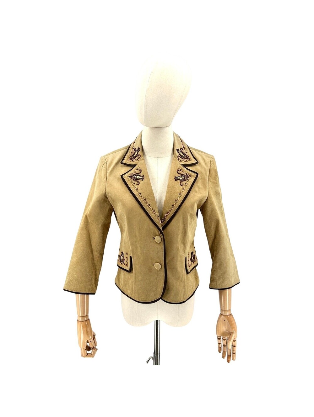 Vintage 90s Margaret Godfrey Tan Suede Western Blazer